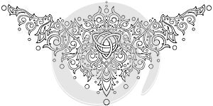 Stylized contour Victorian Gothic ornament with Triquetrum