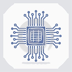 Stylized CPU Microchip Technology Icon