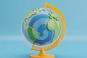 A Stylized 3D Globe on a Blue Background