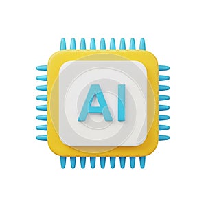 3DAI Chip Icon with Yellow Casing and Blue Pins