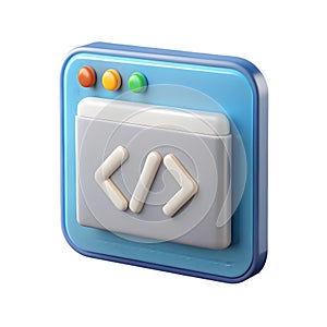 3D Icon of a Code Editor Window with Angle Brackets