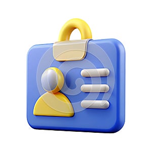 3d icon of a blue and yellow identification card