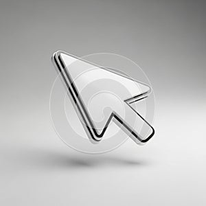 Stylized 3D Rendered Cursor Icon with a White and Black Outline mouse pointer symbol