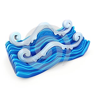 Stylized Blue Ocean Waves Abstract 3D Render photo