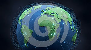 Global network connections visualized on a digital earth