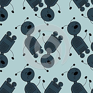 stylized dancing robots - graphics. Machine Revolt, Artificial Intelligence, Automation. robotization. Design elements