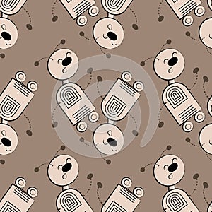 stylized dancing robots - graphics. Machine Revolt, Artificial Intelligence, Automation. robotization. Design elements
