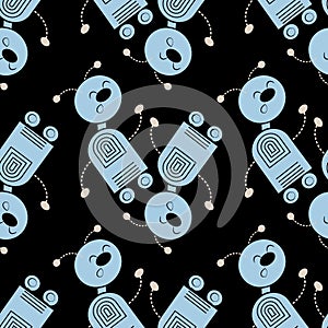 stylized dancing robots - graphics. Machine Revolt, Artificial Intelligence, Automation. robotization. Design elements