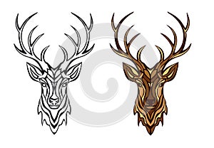 Stylized Deer Head Vector Illustration