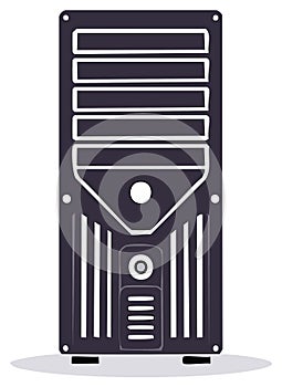 Stylized desktop computer tower case icon for technology and IT hardware concepts