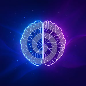 Futuristic Digital Brain with Circuit Patterns