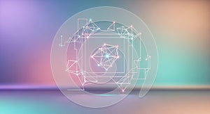 Abstract Digital Network Connection on a Colorful Gradient Background