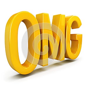 OMG! 3D Yellow Letters, Surprise Expression, Exclamation photo