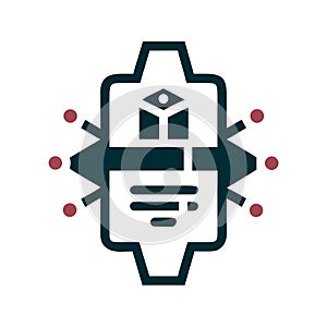 Artificial intelligence document icon representing machine learning data processing automation and digital innovation