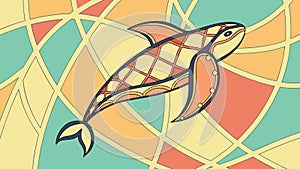 Stylized Dolphin on a Geometric Abstract Pattern, vector design Generative AI