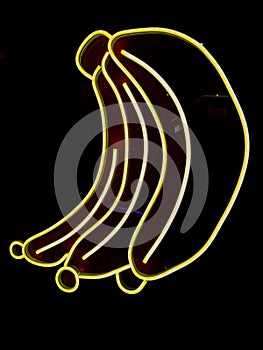 Stylized drawing of bananas, illuminated