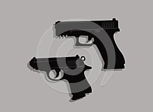 Stylized drawing of a pair of pistols. Sidearm, handgun, personal weapon.