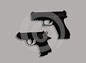 Stylized drawing of a pair of pistols. Sidearm, handgun, personal weapon. photo