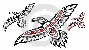 Stylized eagle birds in flight dynamic freedom graphic vector design Generative AI