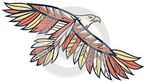 Stylized Eagle Flying Dynamic Geometric, vector design Generative AI