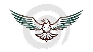 Stylized Eagle Flying Wings Spread Emblem, vector design Generative AI