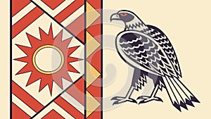 Stylized Eagle on Geometric Sunburst Pattern, vector design Generative AI