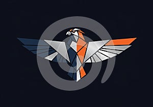 Stylized eagle illustration with a geometric design. The eagle is
