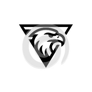 Stylized eagle logo within an inverted triangle