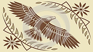 Stylized Eagle with Tribal Patterns, Emblem of Strength, vector design Generative AI