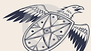 Stylized Eagle Tribal Shield Vector Graphic, vector design Generative AI