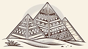 Stylized Egyptian Pyramids with Patterns, Geometric Cultural Art, vector design Generative AI