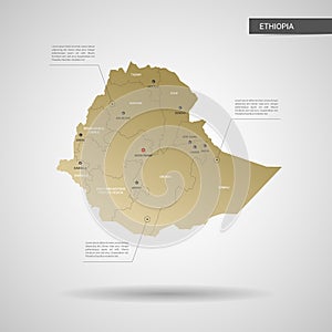 Stylized Ethiopia map vector illustration.