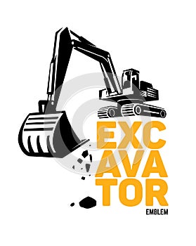 Stylized excavator. Vector photo