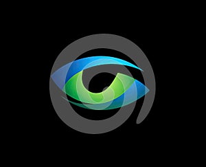 Abstract Gradient Eye Logo Design on Black Background
