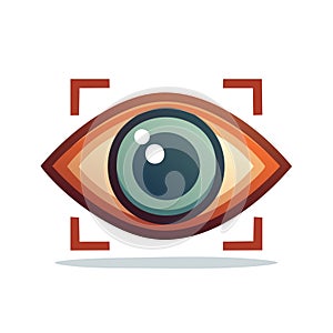 Stylized Eye Icon with Scanning Frame for Biometric Recognition and Security Technology