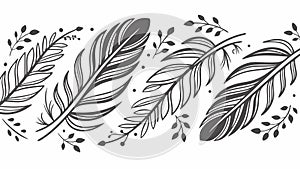Stylized Feather Pattern Design Element, vector design Generative AI