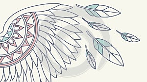 Stylized Feathers and Leaves Decorative Pattern, vector design Generative AI