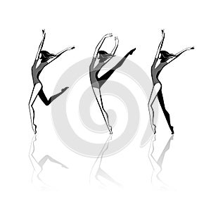 Stylized female figures in movement