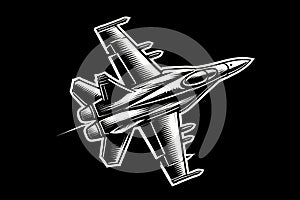 Stylized Fighter Jet Vector Illustration on Black Background