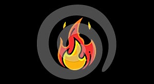 Stylized Fire Icon on Black Background