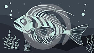 Stylized Fish Skeleton with Underwater Elements Vector, vector design Generative AI