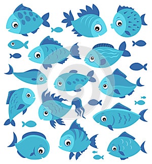 Stylized fishes theme set 3