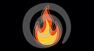 Stylized flame illustration featuring shades of yellow and orange with a black