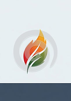 Stylized flame and leaf logo design on a white background. The