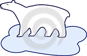 Stylized flat image of polar bear on ice floe