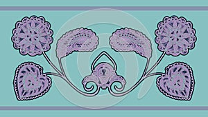 Stylized floral pattern on a color background on a colored background.