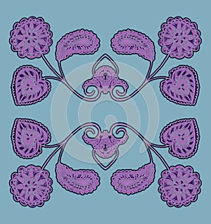 Stylized floral pattern on a color background on a colored background.