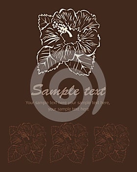 Stylized flower broun background. Vector hibiscus