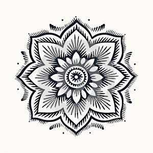 Stylized Flower Mandala Tattoo: Mark Briscoe Inspired Printmaking Design