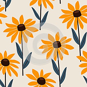 Stylized flowers pattern. Vector seamless texture.
